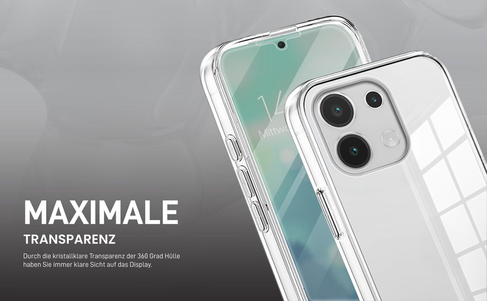 Transparentes 360 Grad Cover Front Back für Xiaomi Redmi Note 13