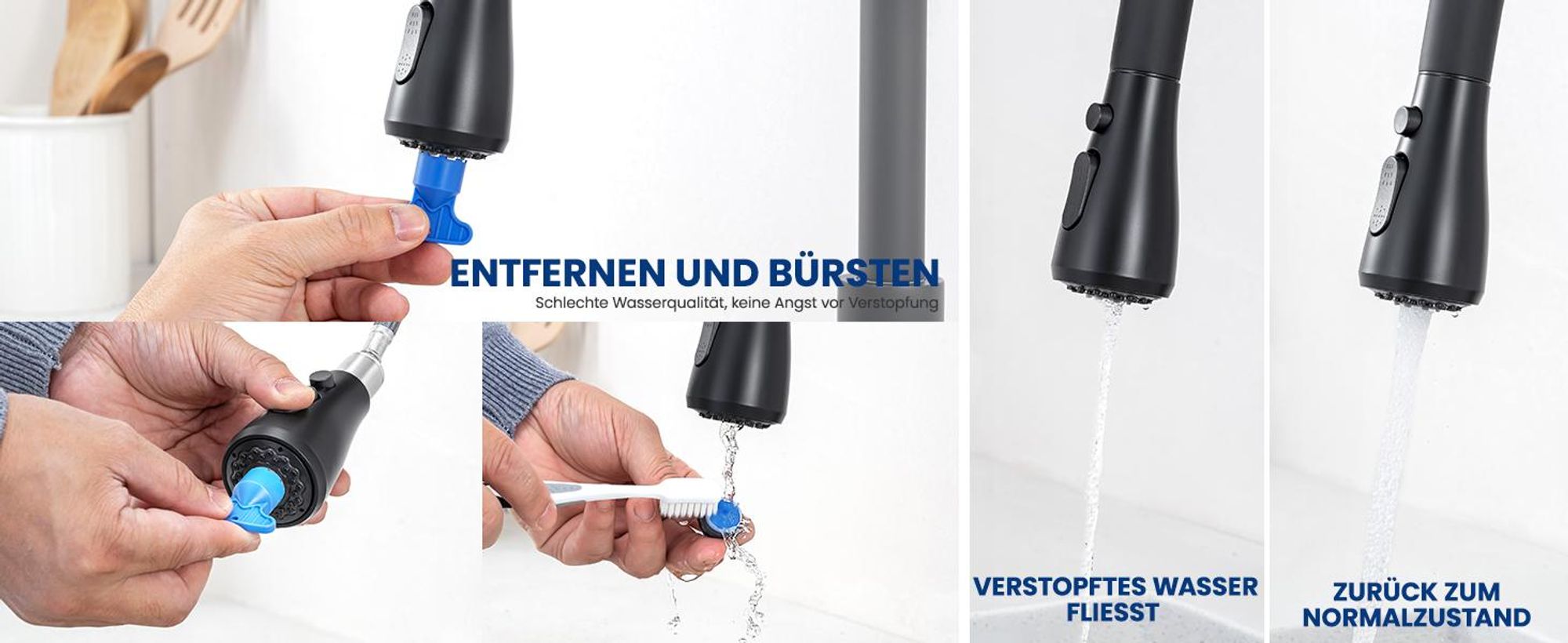 Granitspüle schwarz 70x45cm Set mit Küchenarmatur ausziehbar, Kratzfest & Geräuschdämmend, Cecipa, SMC Küchenspüle, Einbauspüle & Abflussgarnitur