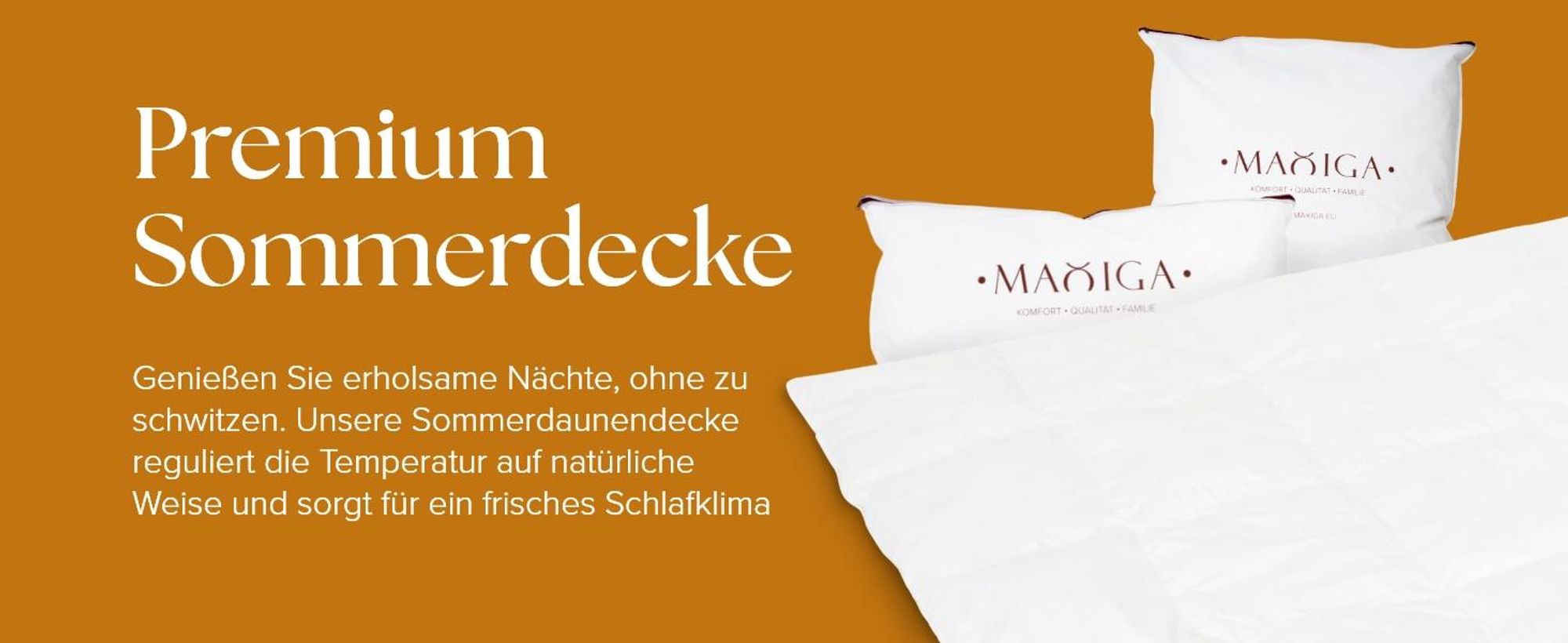 maxiga Sommer Daunendecke 200x200cm Premium 80% Gänsedaune Füllgewicht: 1600 Gramm, Sommerdecke Federbett 100% Baumwolle & Nature Hypoallergen