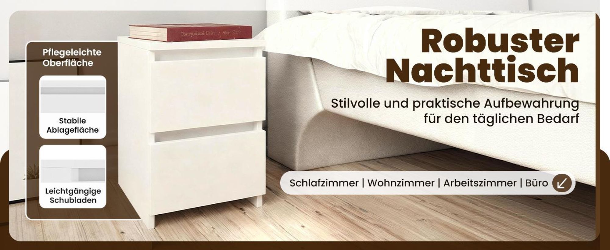 vidaXL Nachttische 2 Stk. Weiß 30x30x40 cm Holzwerkstoff