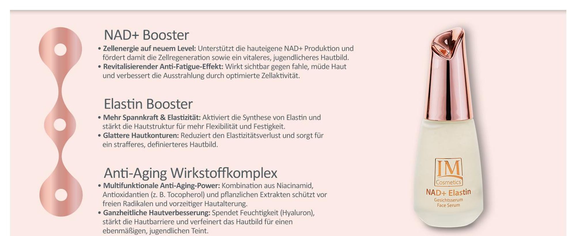 Genius IM Cosmetics NAD+ Elastin Gesichtsserum 40 ml- Anti Aging Serum für sichtbar straffere & glattere Haut, Feuchtigkeit Dr. Michaela Fuchs