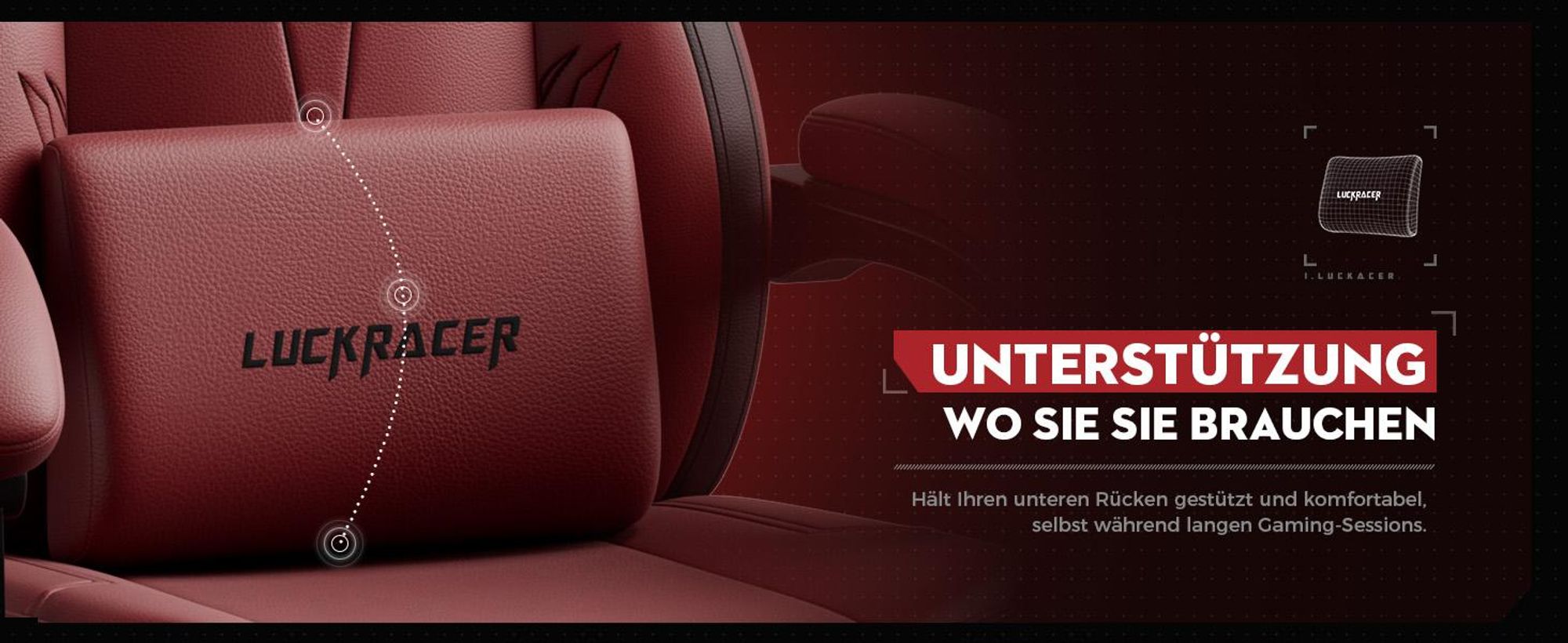 LUCKRACER Gaming Stuhl, Bürostuhl mit verbundenen Armlehnen, Memory-Schaum-Kissen, 90–155° Neigungswinkel und Fußstütze, strapazierfähigem Funktionsge