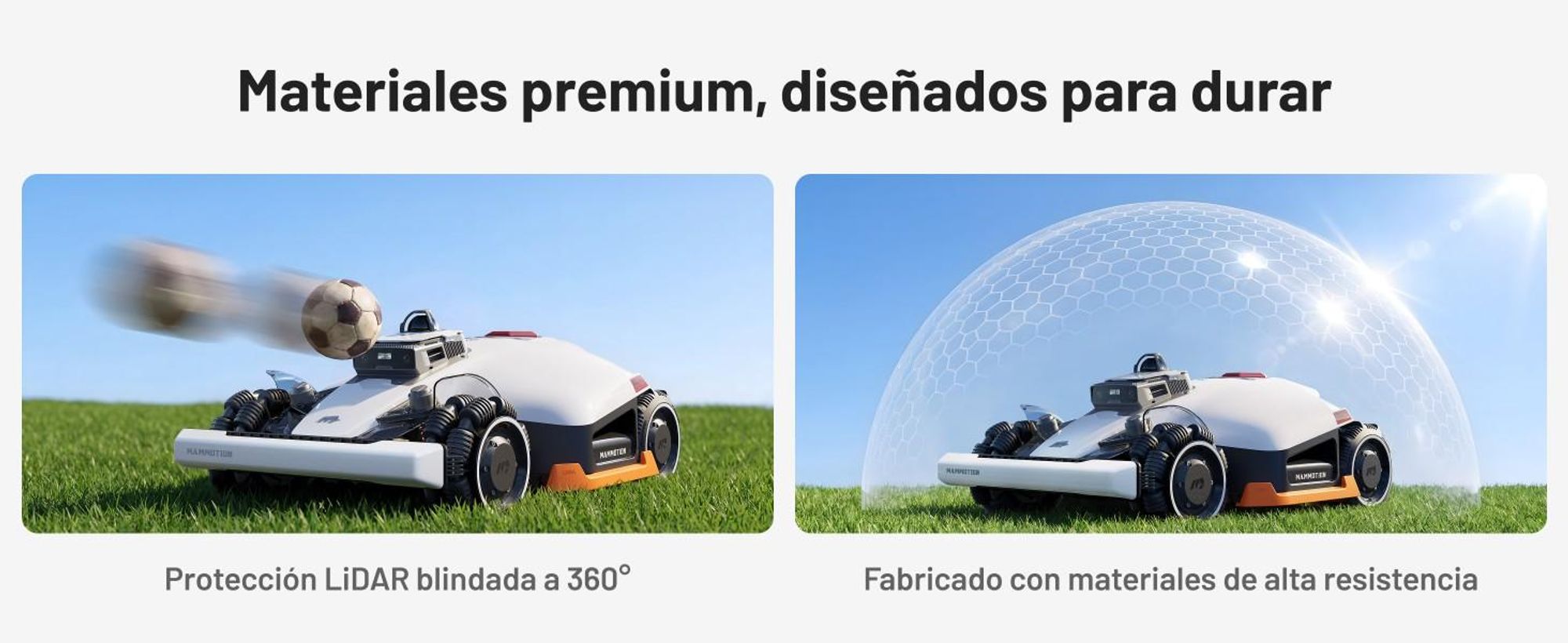 Cortacésped robótico Mammotion LUBA 3 AWD 1500 con soporte para lavado, para 1500m², tracción en las cuatro ruedas, pendiente 80%, mapeo-auto, 4G, APP