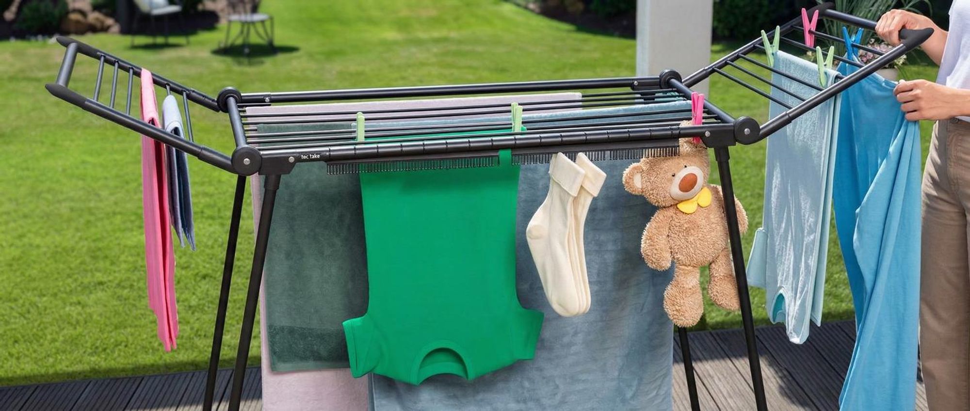 Wäscheständer Life, 18 m Trockenlänge, klappbar - schwarz