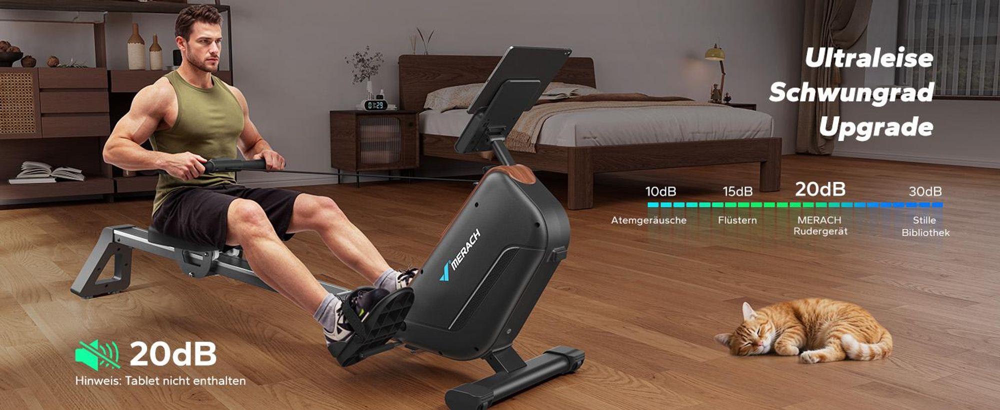Rudergerät für Zuhause, leises Fitnessgerät mit 16 Widerstandsstufen, magnetischer Widerstand, einfache Montage, platzsparend, bis 158 kg