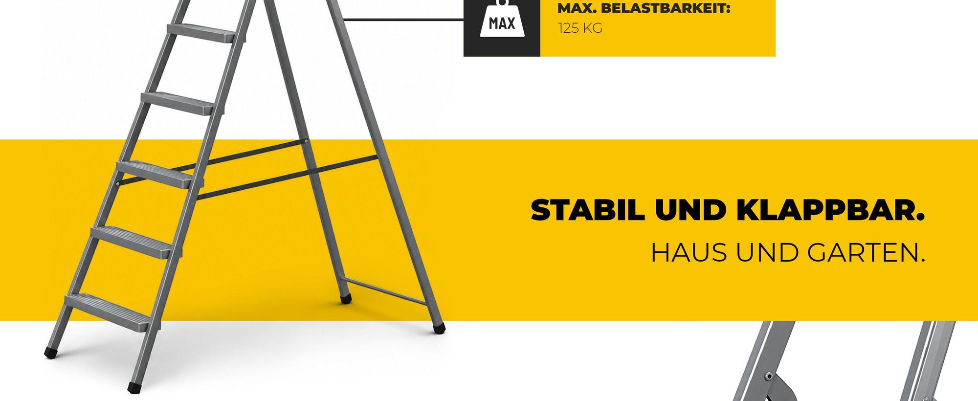DRABEST | Leiter - Stahlleiter - haushaltsleiter - leiter 6 stufen - Klapptritt - Stahl - Universal - bis 125 kg