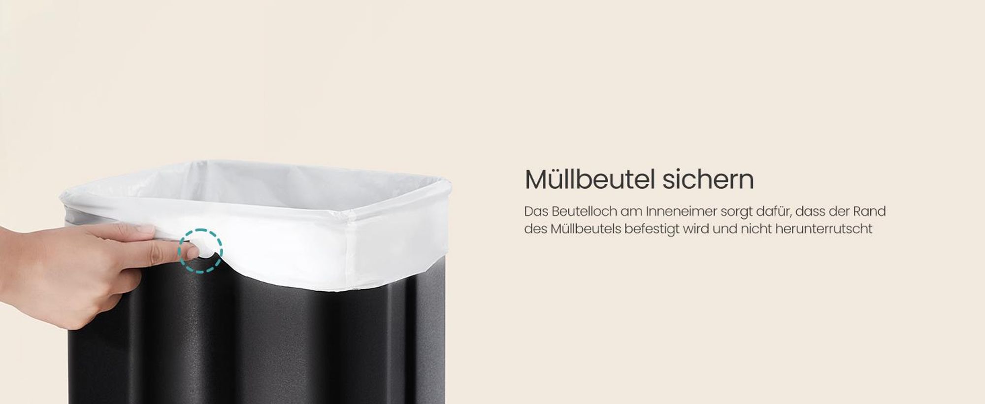 SONGMICS Mülleimer Küche, 30 Liter Abfalleimer, Tretmülleimer, Stahl, mit Inneneimer, Softclose, Offenhaltefunktion, beige