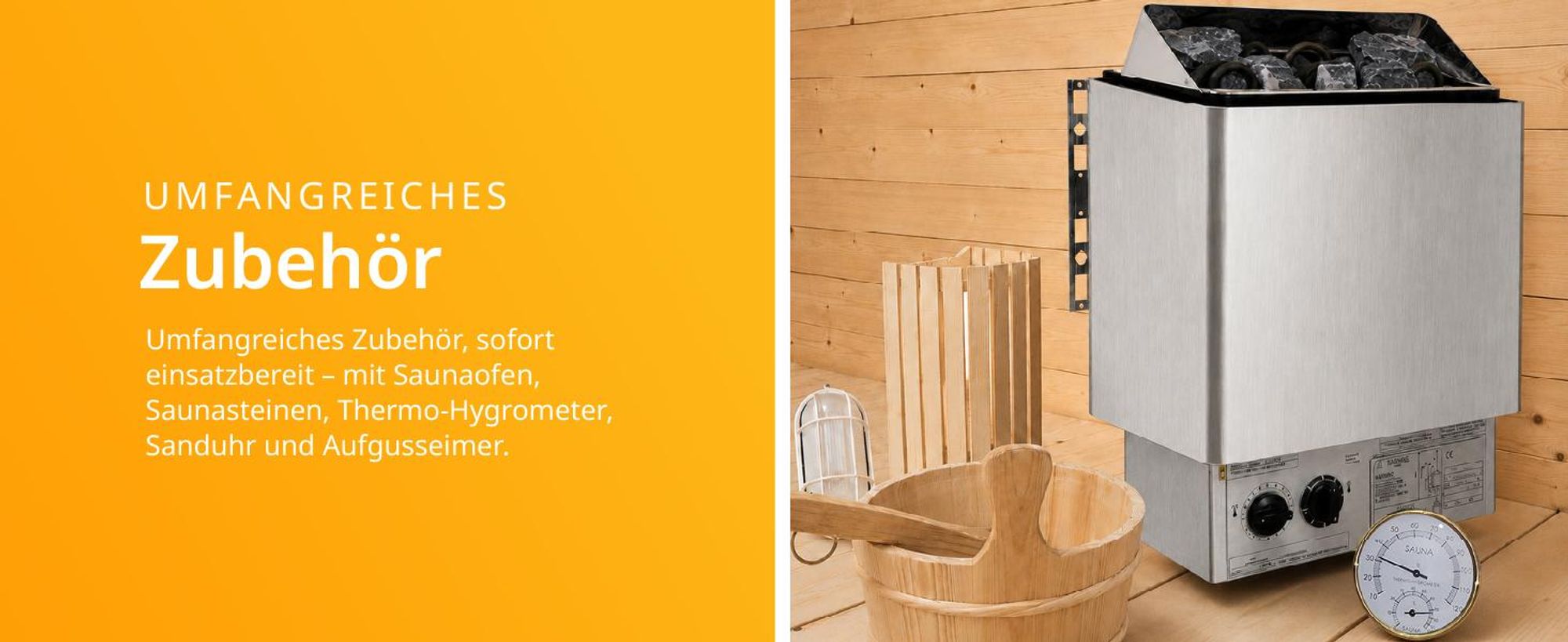 Artsauna Outdoor Fasssauna Spitzbergen 120 für 2 Personen - 3,6 kW Ofen & Zubehör
