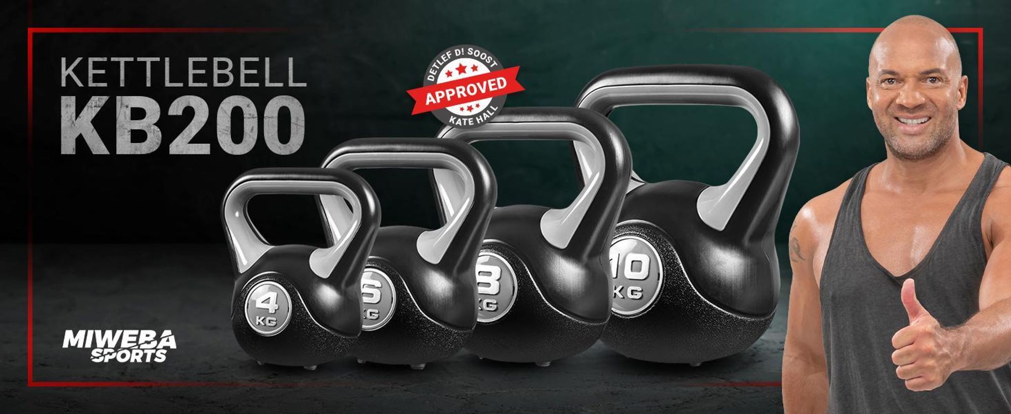Miweba Sports Kettlebell KB200 | Kugelhantel - Ergonomischer Griff Anti-Rutsch - Hartgummifüße - Ganzkörper - Workout - Kugelgewicht - Hantel (8,0 kg)