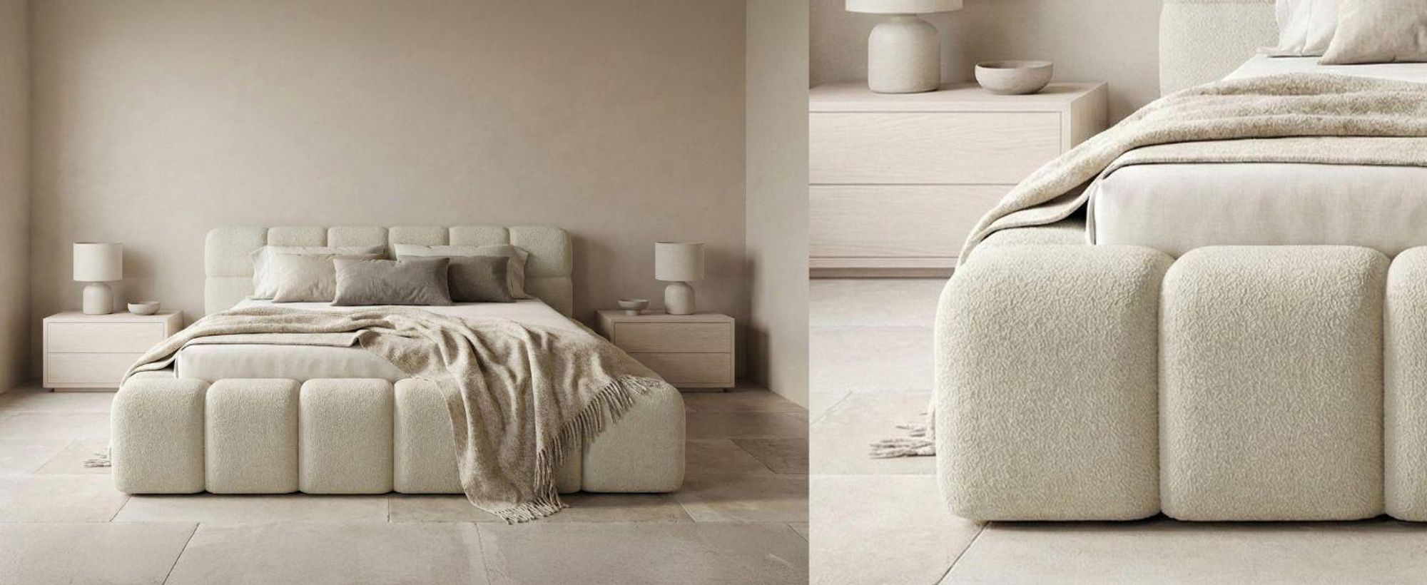 Lit rembourré NUBO Medium 180x200 cm avec table de nuit - PERFECT HARMONY 02