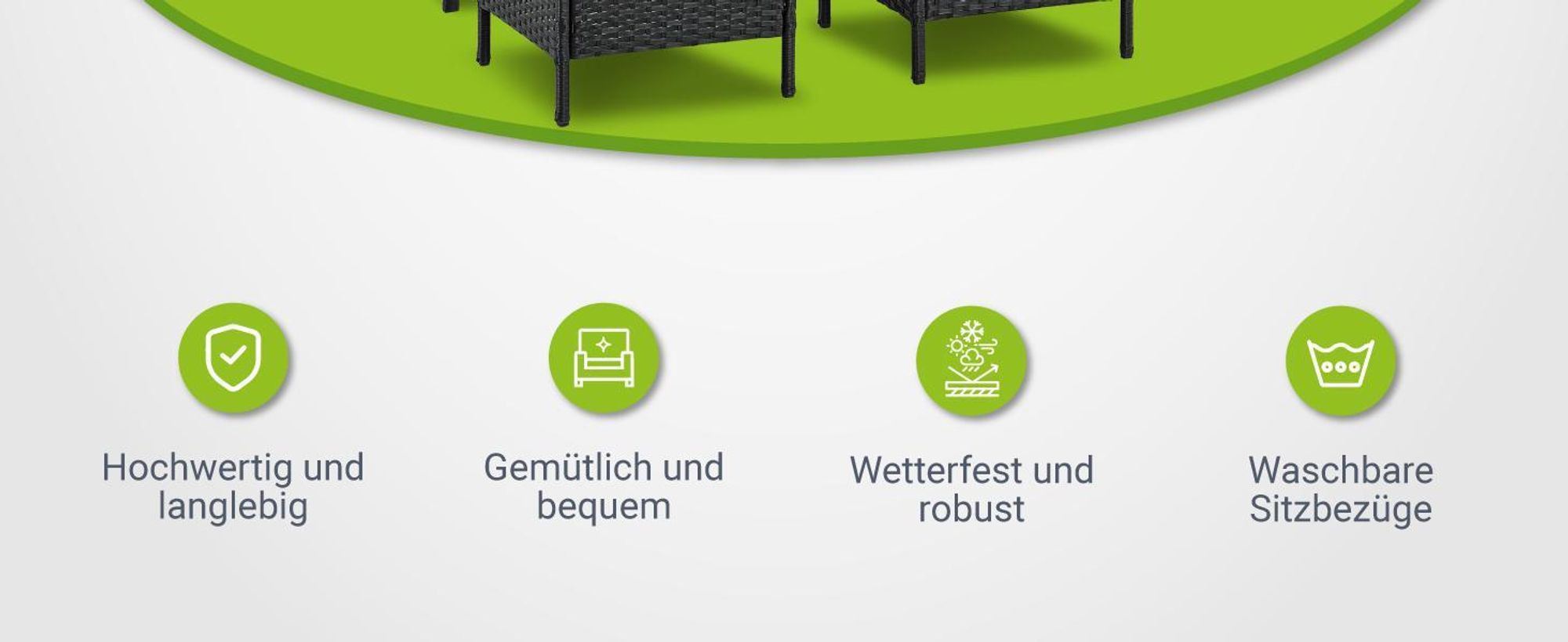 Juskys Polyrattan Lounge Manacor Schwarz und Grau