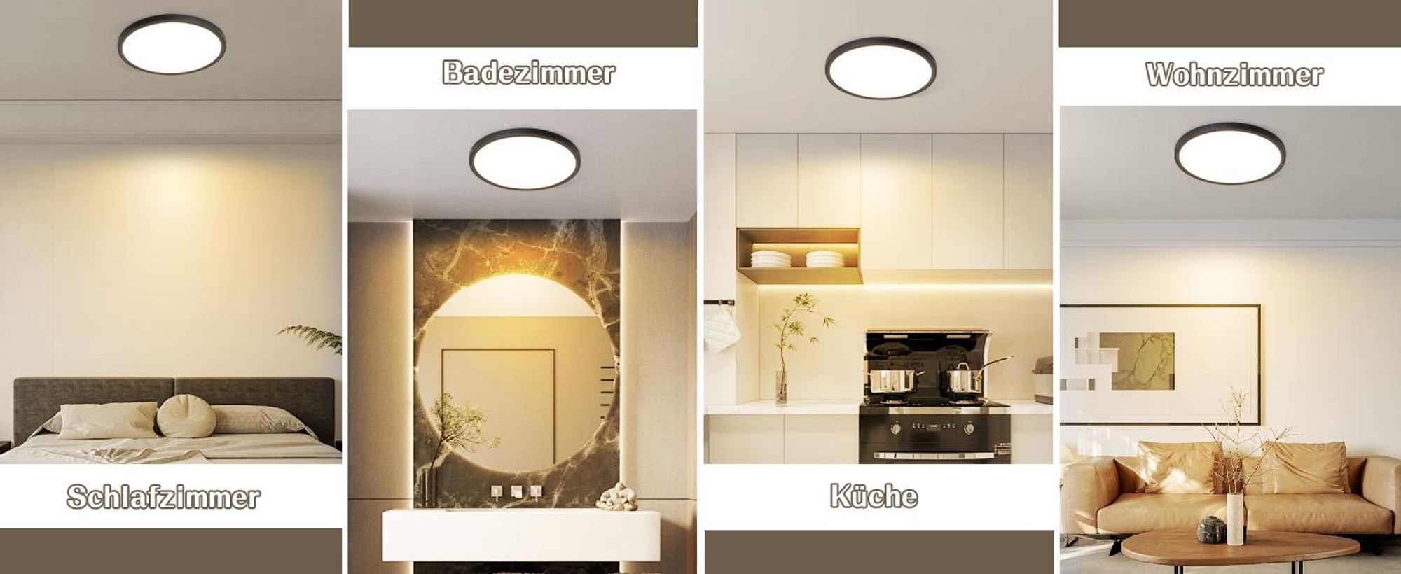 ZMH Plafondlamp LED, plat model, dimbare kleurtemperatuur (CCT), 15W, slaapkamerlamp, 18 cm, zwart. Geschikt voor badkamer, keuken, hal. Kleurtemperatuur: 3000K-6500K, ideaal voor keuken en hal