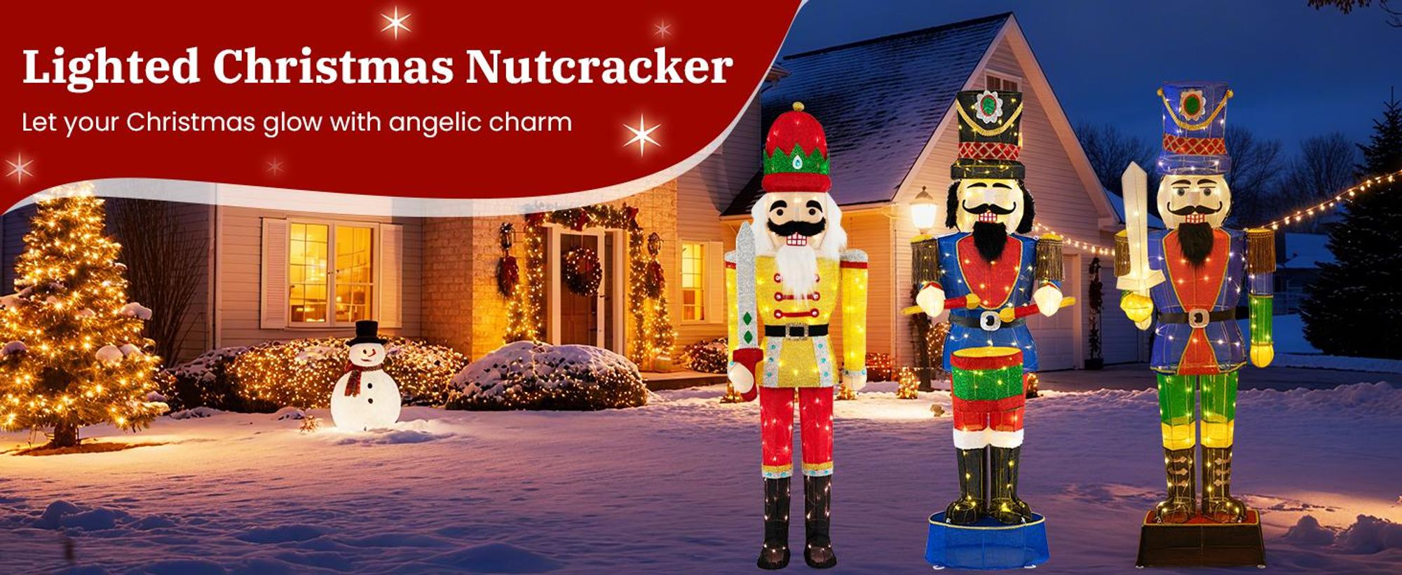 COSTWAY Nussknacker für Weihnachten, 166cm hoher beleuchteter Weihnachtsfigur mit LEDs & Metallsockel, Weihnachtsdeko, Weihnachtsbeleuchtung