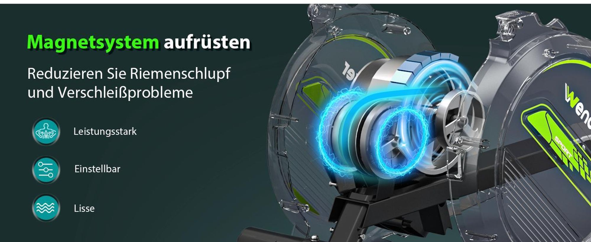 Wenoker Rudergerät für Zuhause mit APP, Leises Magnetisches Rudergerät mit LCD-Display, 16 Stufen Widerstand, Indoor-Gerät für das Home-Gym