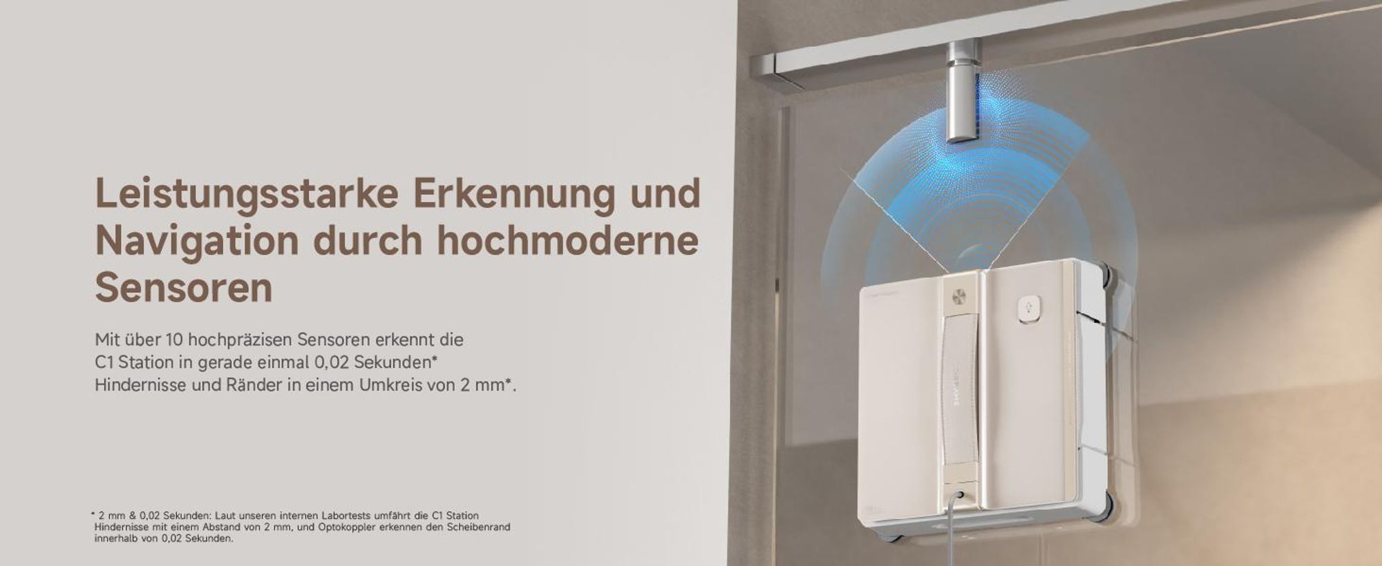 Dreame C1 Station Fensterputzroboter,5500Pa Saugkraft,Stabil und sicher,Nass-und Trockenreinigung,Dual-Spray,CornerClean,Intelligente Navigation,Creme