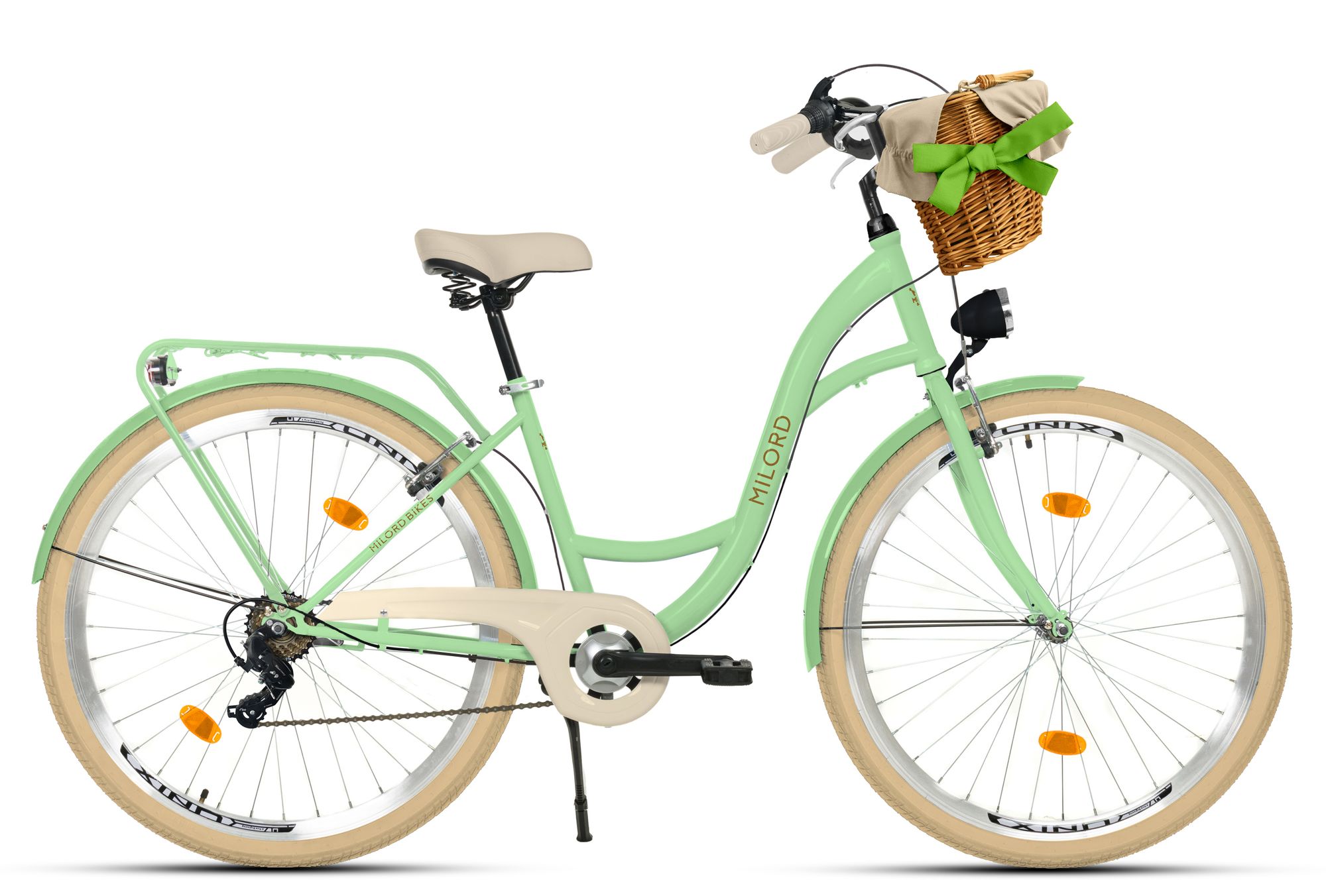 Milord Komfort Fahrrad Mit Weidenkorb Damenfahrrad, 28 Zoll, Weiss, 7 Gang Shimano