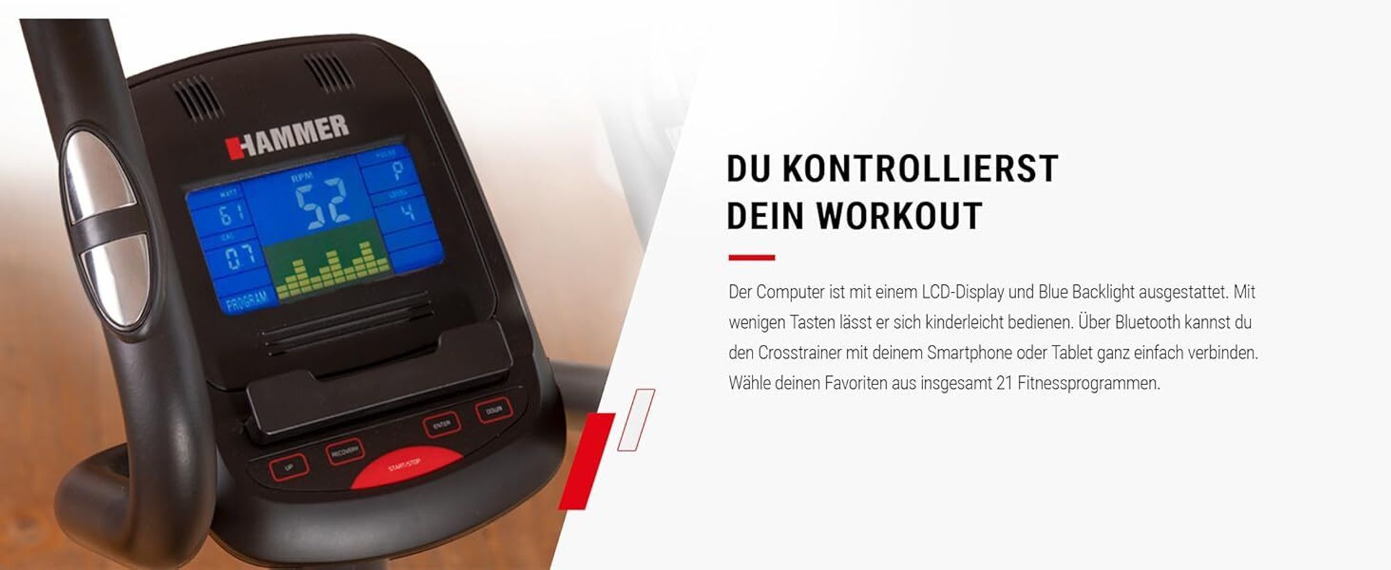 HAMMER Crosstrainer Crosstech XTR BT, 21 Programme, Kinomap, Zwift