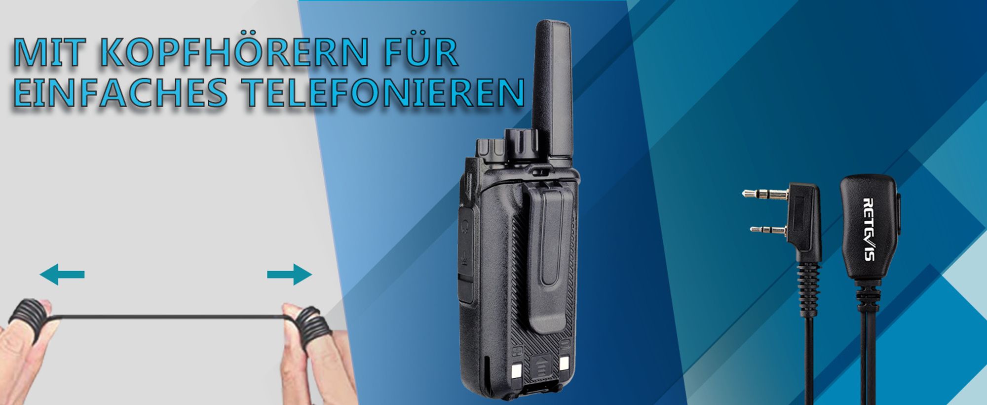 Retevis RT668 Walkie Talkie mit Headset, PMR446 Lizenzfreies Radio, Wiederaufladbares Langstrecken-Walkie Talkie, Tragbares Funkgerät für Sicherheit, Restaurant und Hotel (Schwarz, 6 Stück)