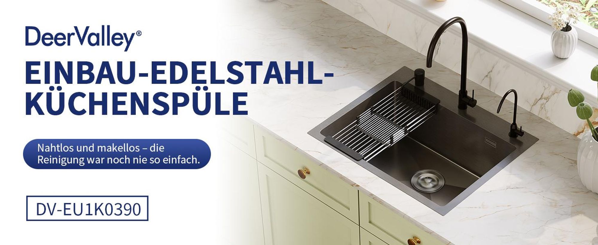 Spülbecken Schwarz 55×45 cm – Edelstahl Küchenspüle mit Pop-Up Abfluss, Armatur Set & komplettem Zubehör, Einbauspüle für Unterschränke ab 60 cm