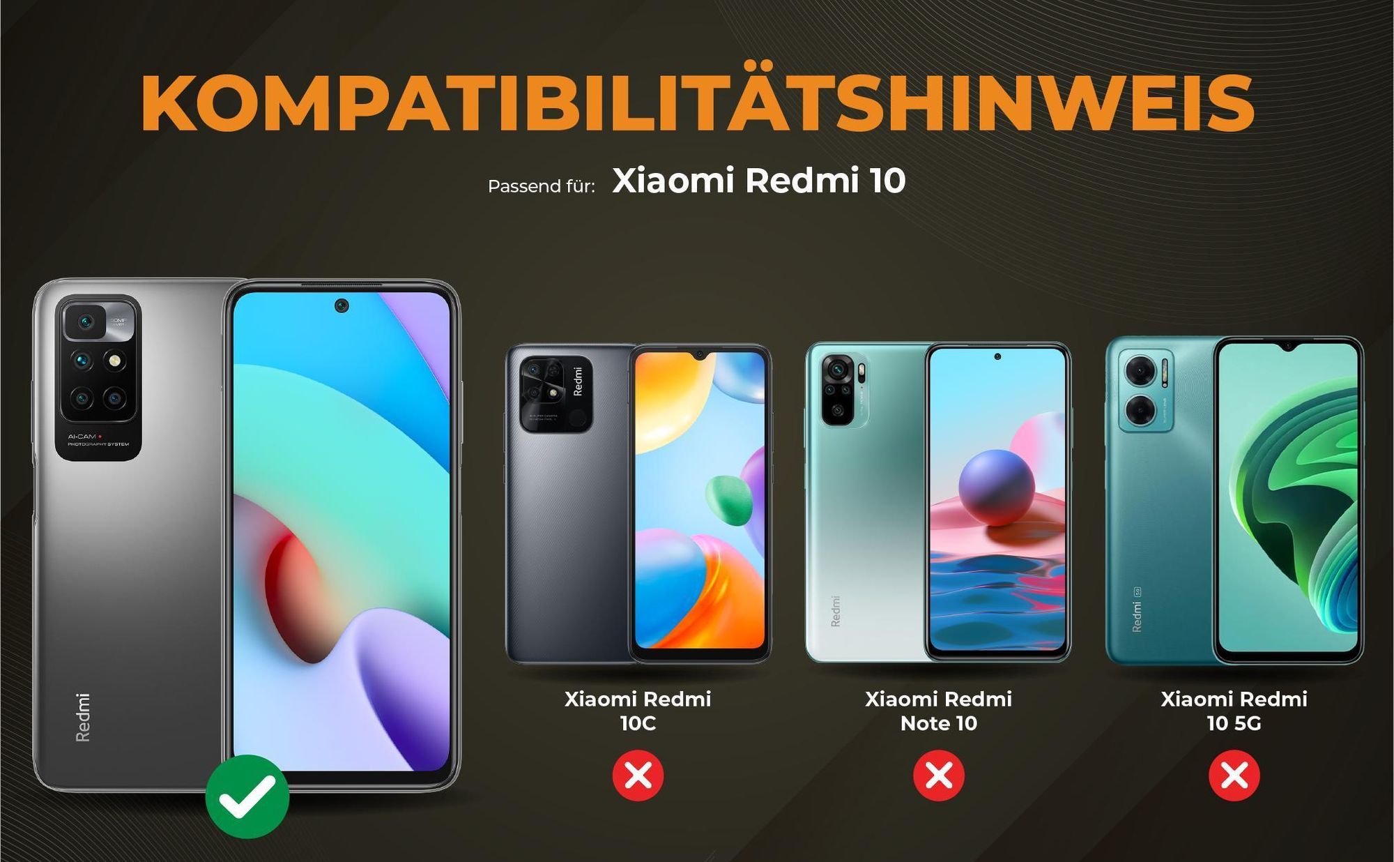 Kompatibilitätshinweise Hülle für Xiaomi Redmi 10