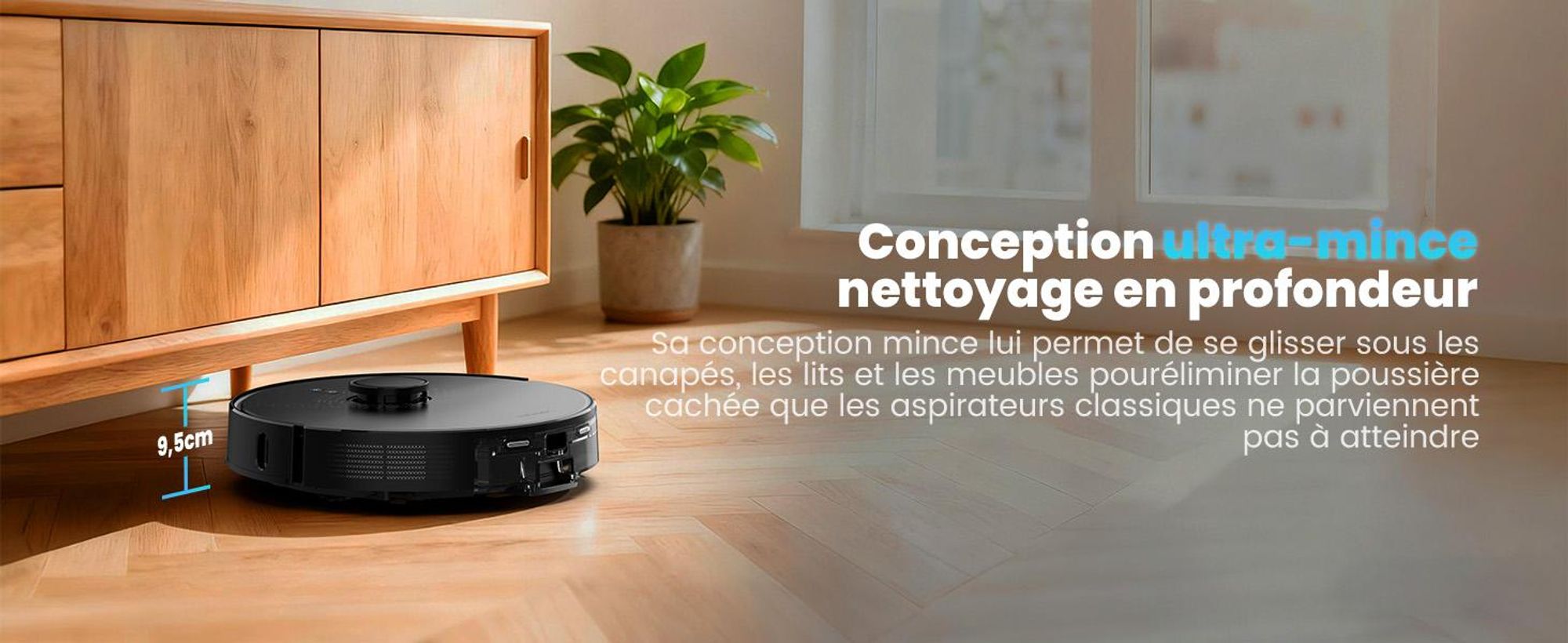 Robot aspirateur AIRROBO Q20 Plus avec station d'aspiration 3,5 L, robot aspirateur 8000 Pa avec fonction de nettoyage, navigation laser, cartographie de plusieurs étages