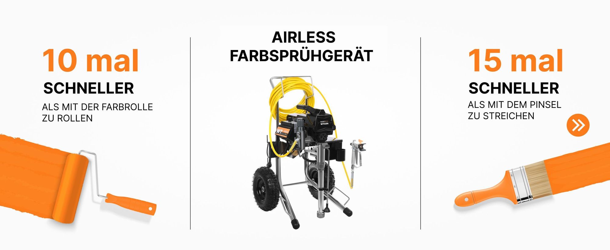 Farbsprühgerät WABROTECH WT40H Airless Farbsprühsystem mit Transporträdern, Airless Spritzgerät, 4 L/min