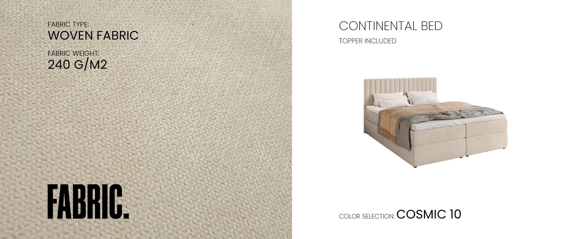 BroMARKT Boxspringbett DREAM mit 2 Bettkasten, Bonell-Matratze, Polsterbett, Bett (Beige, Cosmic 10, 160 x 200 cm)
