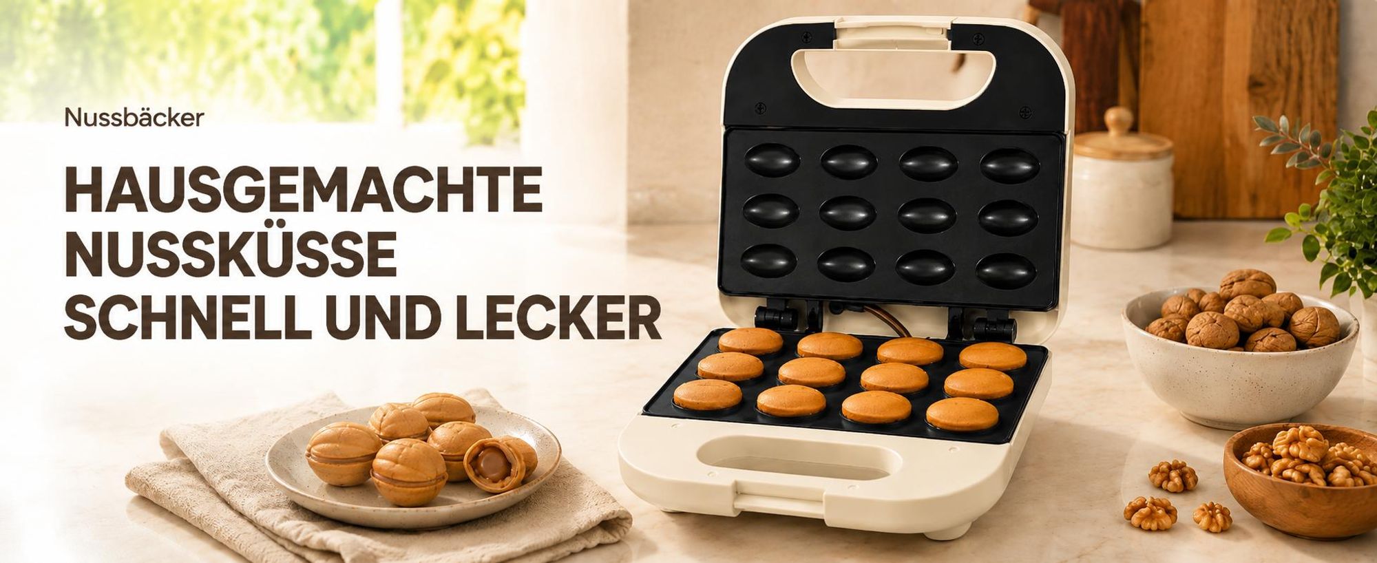 Nussgebäck-Maker Keksform 750W 12 Hälften Antihaftbeschichtet Zn1000N