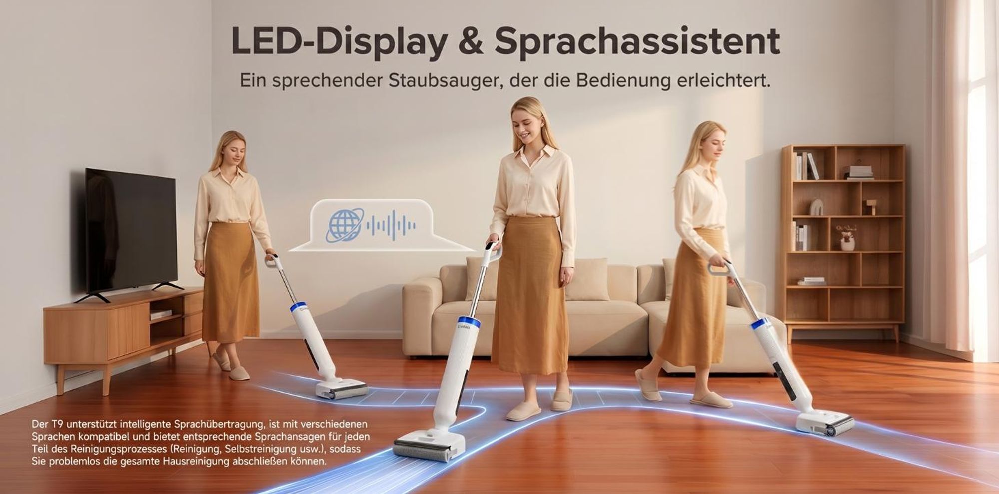 Lubluelu T9 Nass-Trockensauger, 21.000 Pa, 180° flachliegend, 1.400 ml Wassertank, Selbstreinigung bis zu 50 Min. Laufzeit, Kantenreinigung