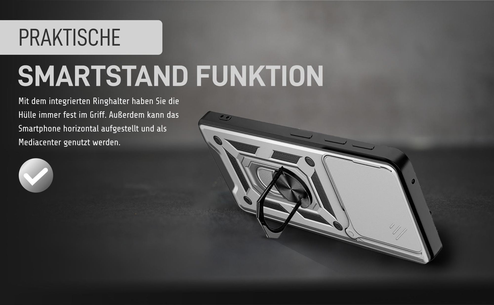 Silbernes Survival Case für Xiaomi Redmi Note 15 Pro 5G mit Standfunktion