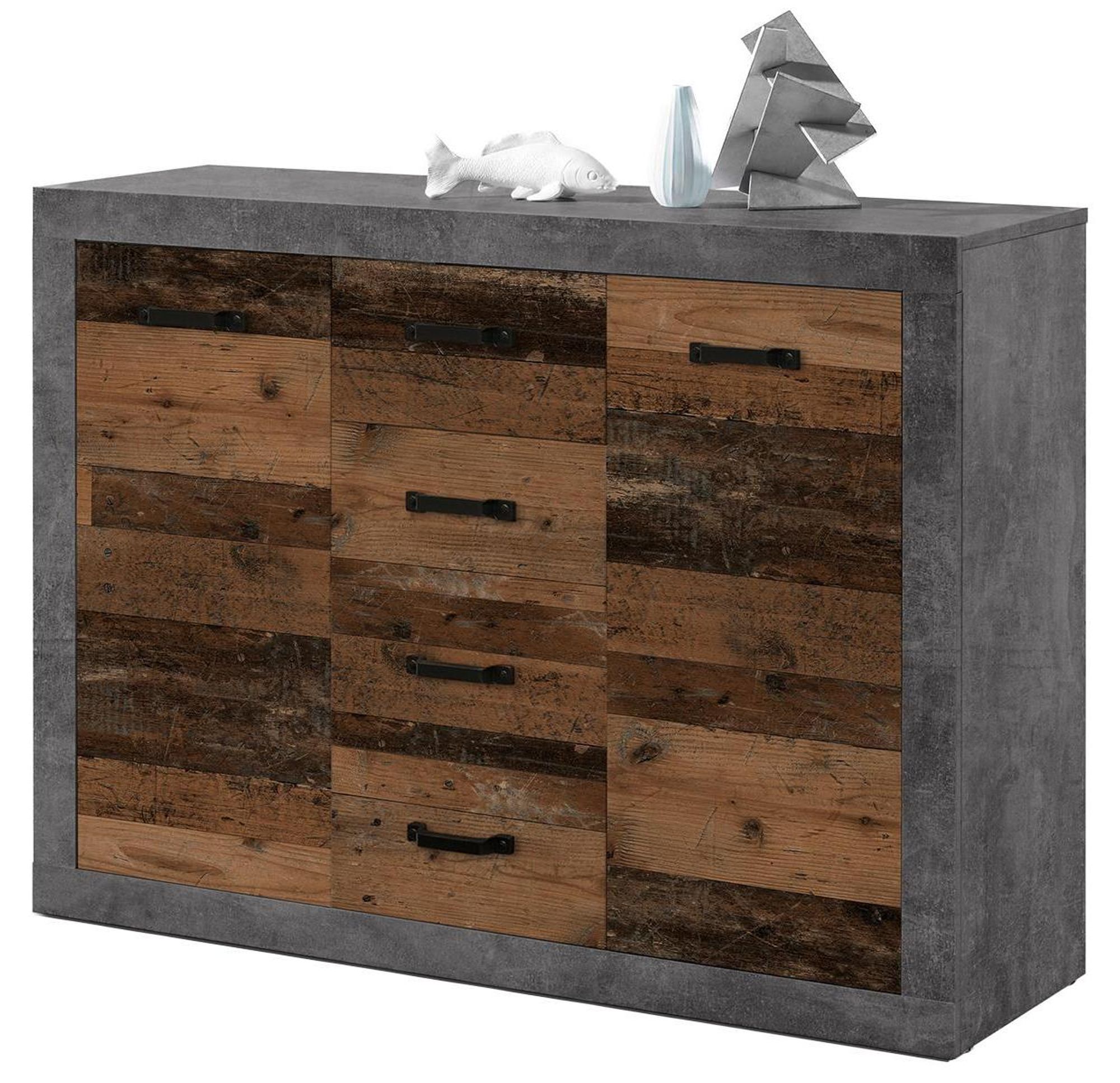 Ingmar III – Kommode mit Betonoxid-Korpus und Old-Wood-Front