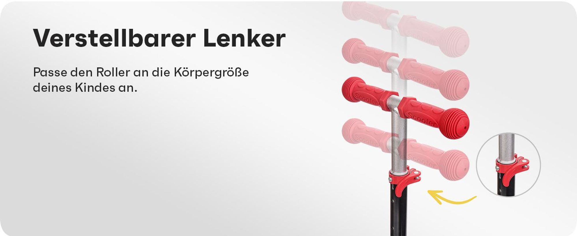 Dreirad-Kinderroller Meteor Funny – Bunte Leucht-LED-Räder, verstellbare Höhe, bis 50 kg, Rosa