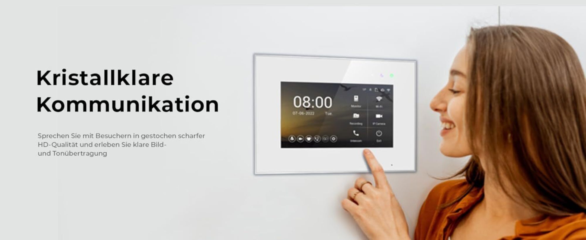 Balter EVO-HD Video Türsprechanlage mit Touchscreen, App, 1 Familienhaus, 1x 7 Zoll Monitor, Türklingel mit Kamera Full HD, 2 Draht Bus, schwarz