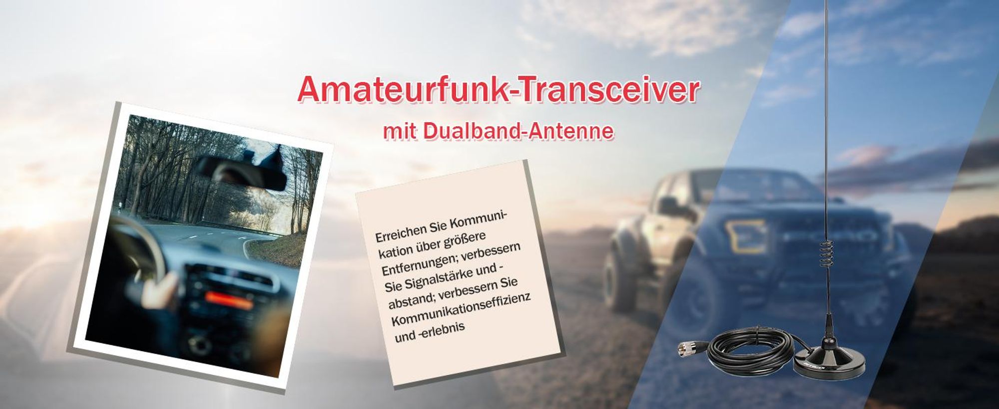 Retevis RT95 Amateurfunk Transceiver mit Dual Band Antenne, Mini Mobilfunk Transceiver mit Drehbarem LCD Dual Display, 200 Kanäle, SL16/PL259 Mobile Autoantenne
