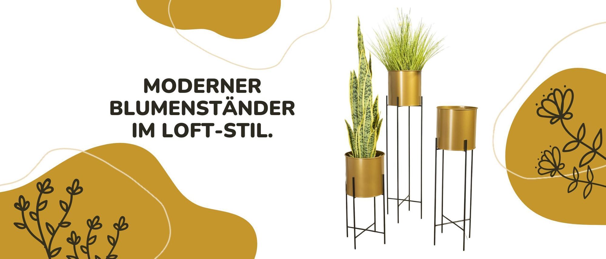 Howhomely, Pflanzenständer, Blumenständer, Pflanzkübel, Metall, Schwarz, Gold