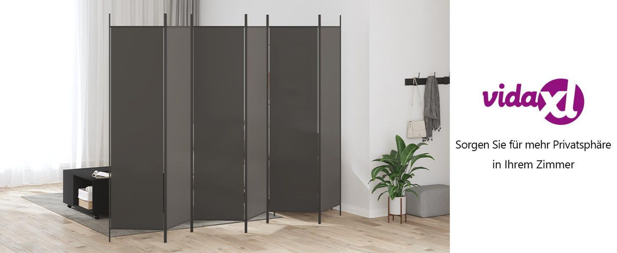 vidaXL 6-tlg. Paravent Anthrazit 300x200 cm Stoff