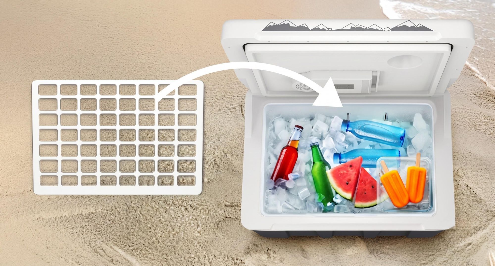 Elektrická chladnička PEME Ice-on 50 l – napájení z auta a ze zásuvky, kempingová chladnička, cestovní chladnička, chladnička do karavanu, s kolečky, box pro uchování tepla, outdoor