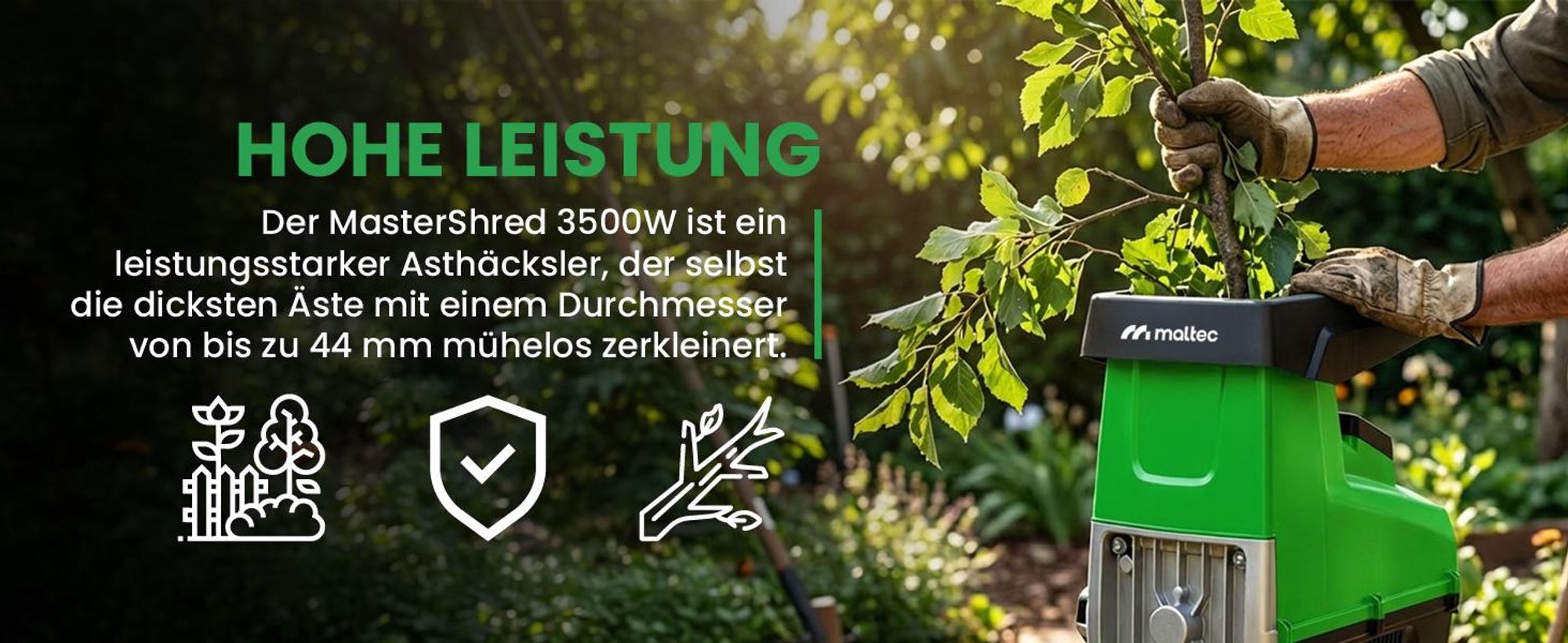 Starker Gartenhäcksler Walzenhäcksler 3500W Schredder Holzhäcksler 60 Liter
