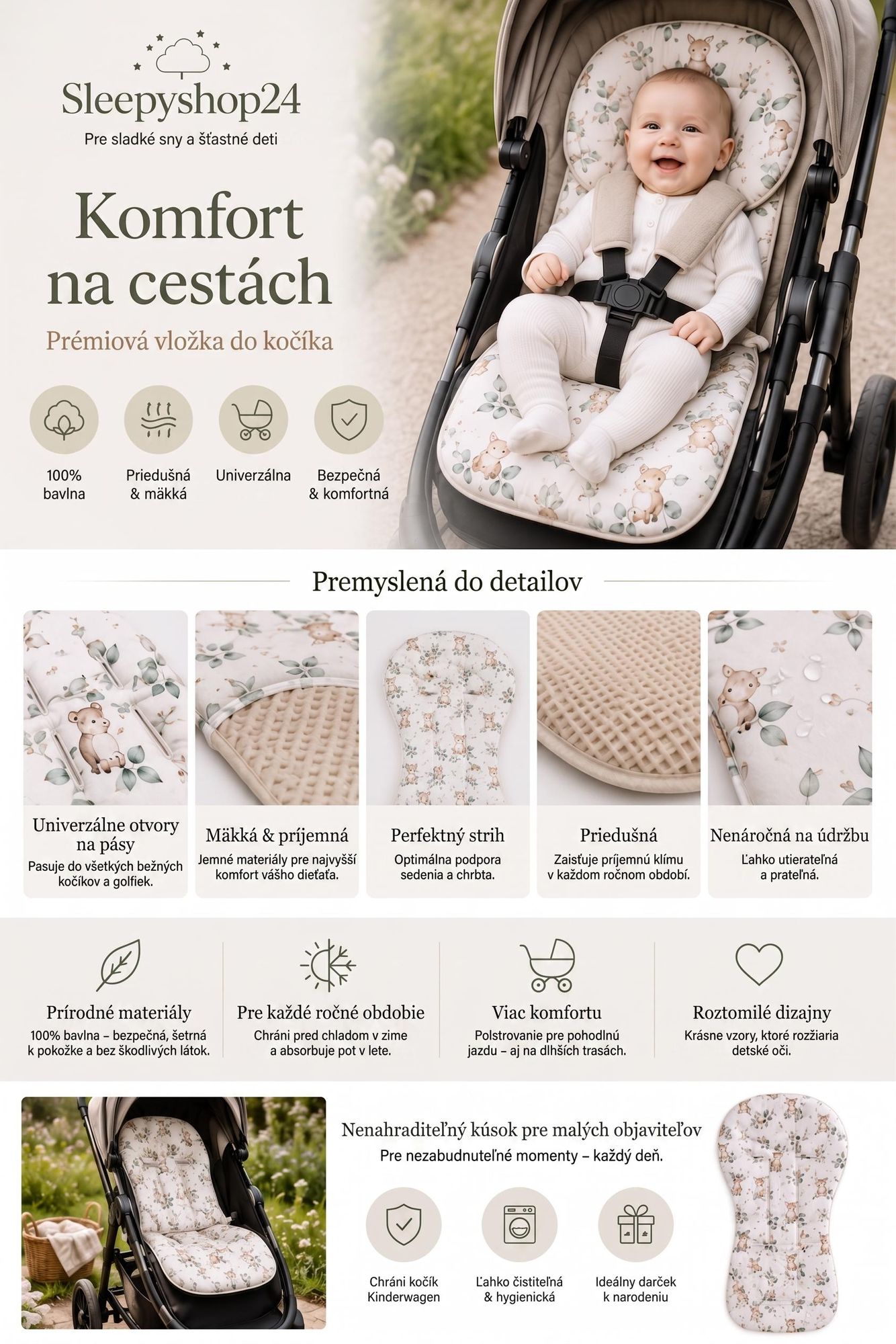 Farebné a mäkké podložky do kočíka