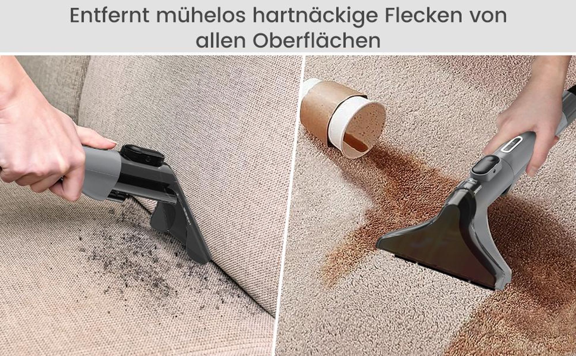 Waschsauger Polsterreiniger Teppichreiniger, 600W Nass-/Trockensauger, mit 1,3L/1,1L Doppeltank, Selbstreinigungsfunktion, Fleckenreiniger,mit Zubehör