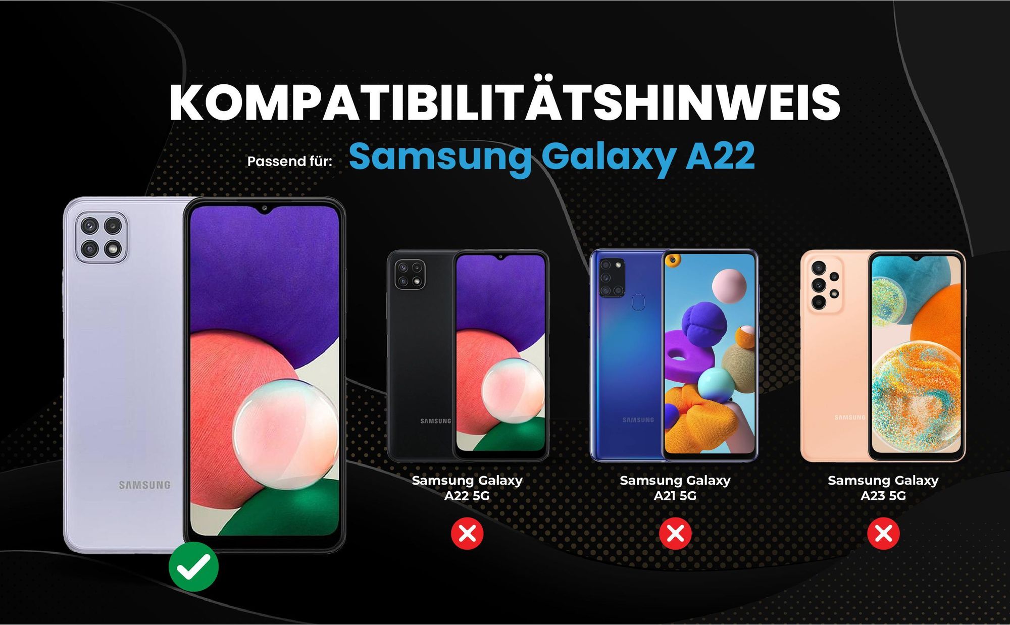 Kompatibilitätshinweise Hülle für Samsung Galaxy A22