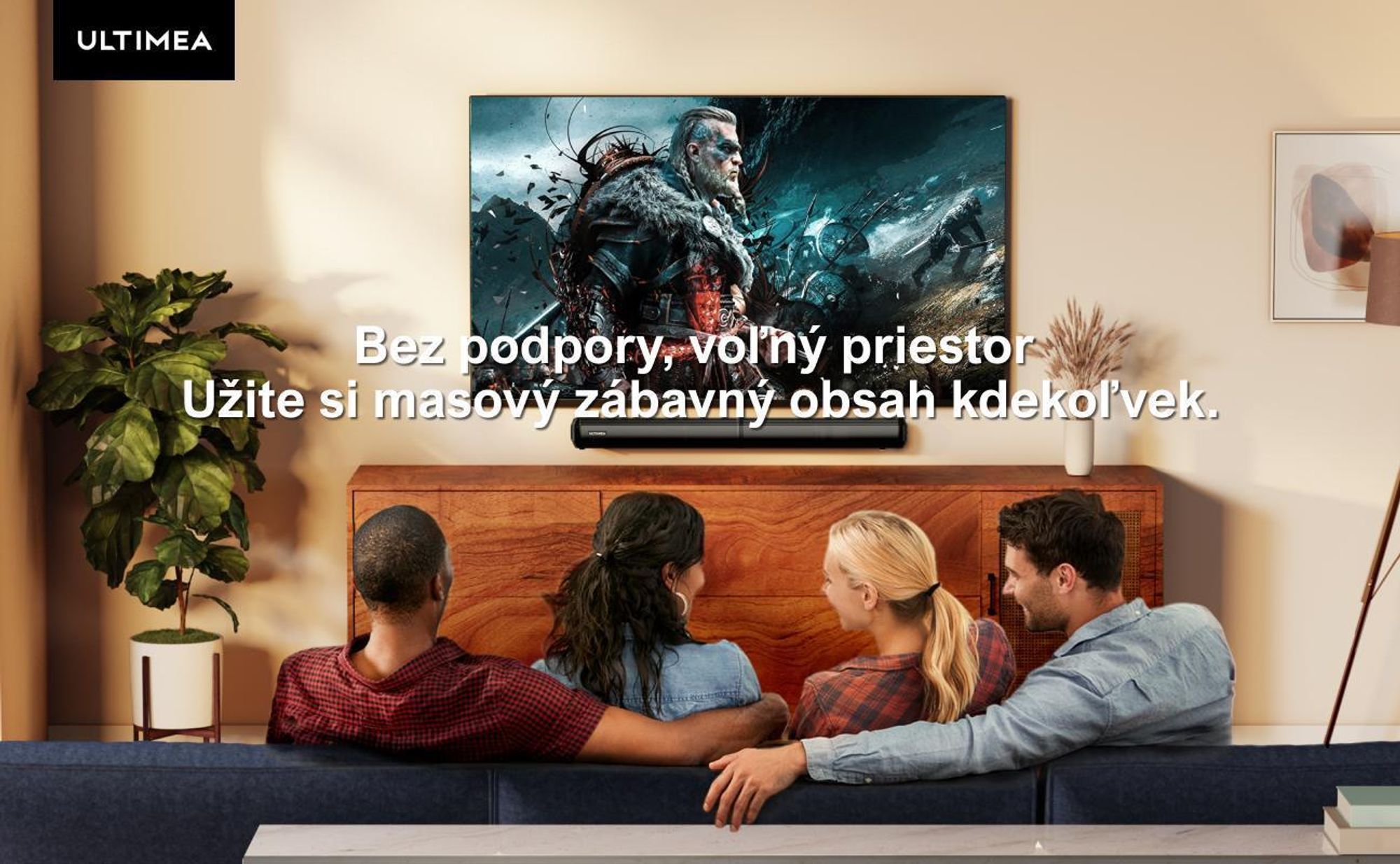 ULTIMEA Soundbar pre televízory, deliteľný soundbar 2 v 1 s výkonom 100 W, Bluetooth® 5.3, reproduktor k televízoru s 3 režimami ekvalizéra a nastaviteľnými basmi, ARC/optický/Aux