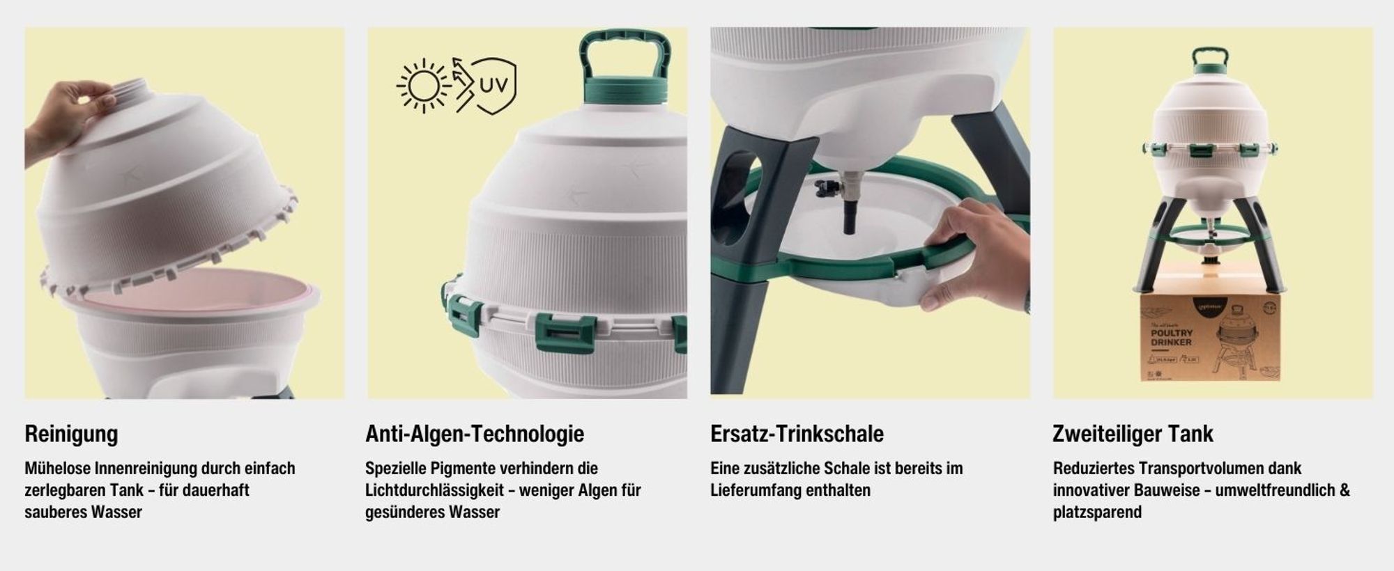 horizont Hühnertränke Optimus 25 L für bis zu 25 Hühner, inkl. Ersatztrinkschale, Zweiteiliger Wassertank - Geflügeltränke - Automatische Tränke - Wasserspender