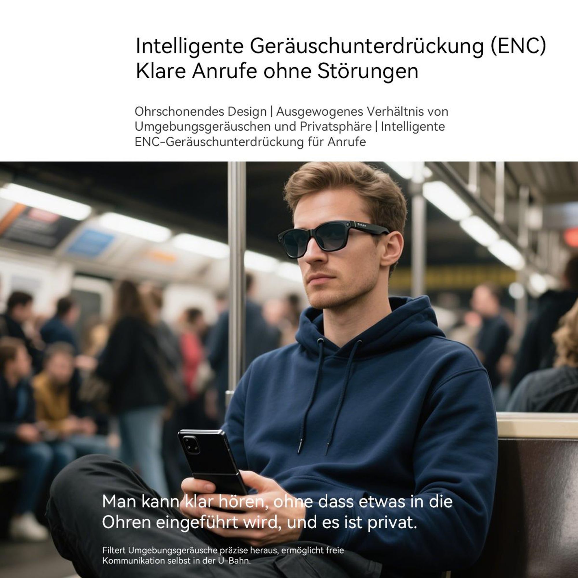 Blackview BV100 Smarte Brille mit KI-Assistent, 8MP Kamera & Offenem Audio - Bluetooth 5.4, 51h Musik, Freisprechen, IP54