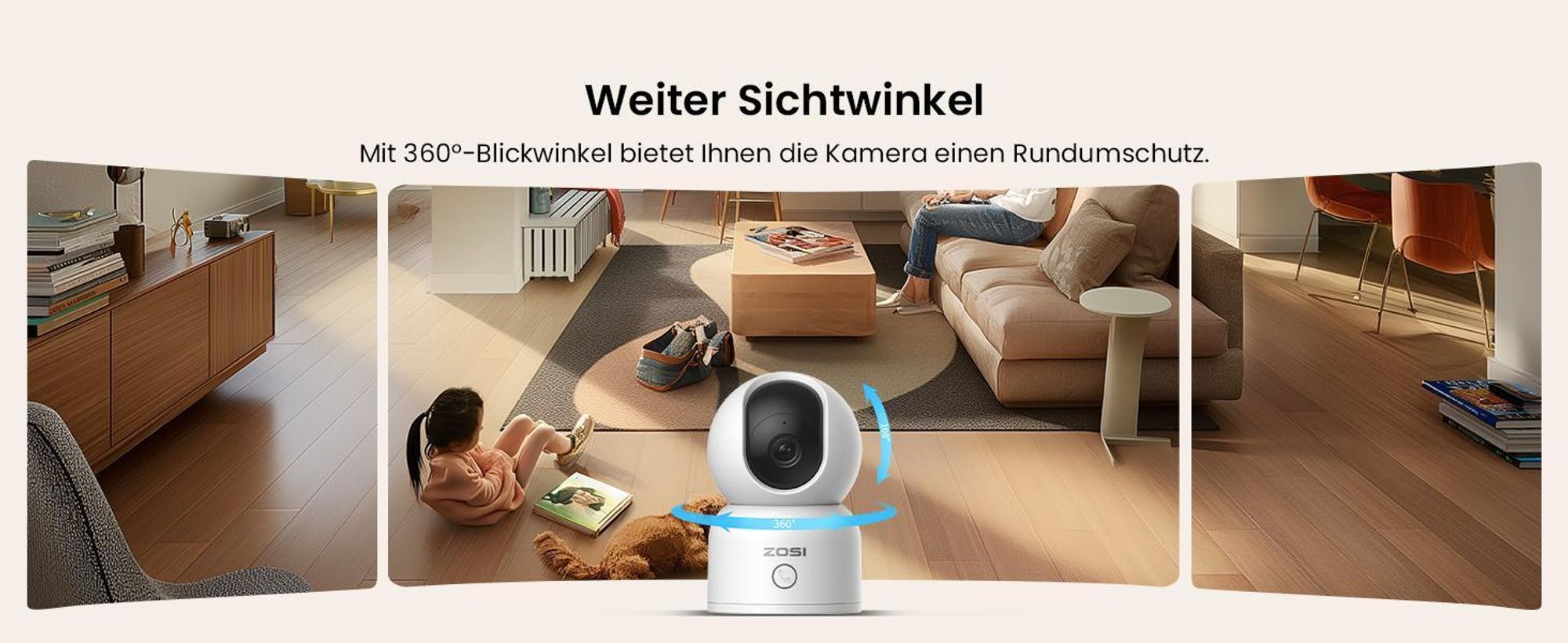 ZOSI 360° Schwenkbare Überwachungskamera Innen, 2,4GHz / 5GHz WiFi