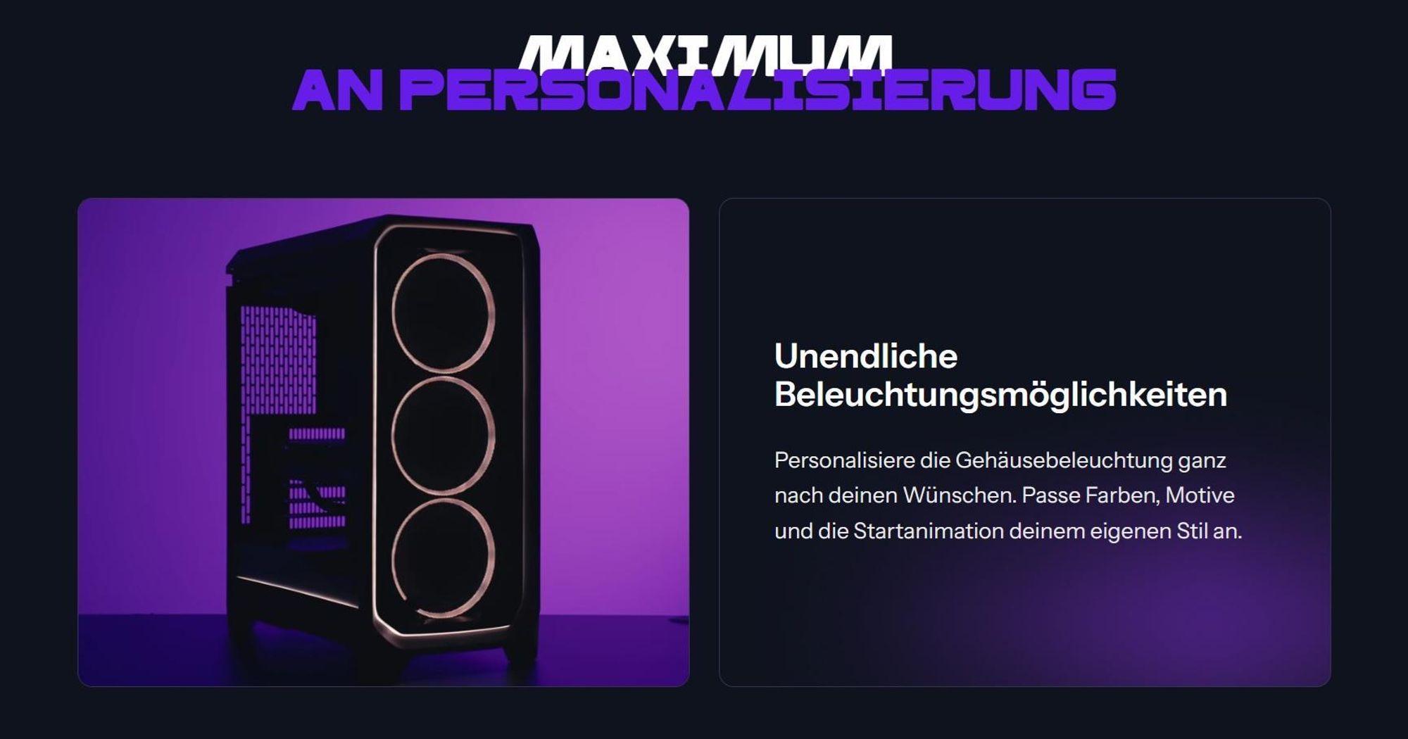 Beleuchteter Computer mit Informationen zur Anpassung der Beleuchtung