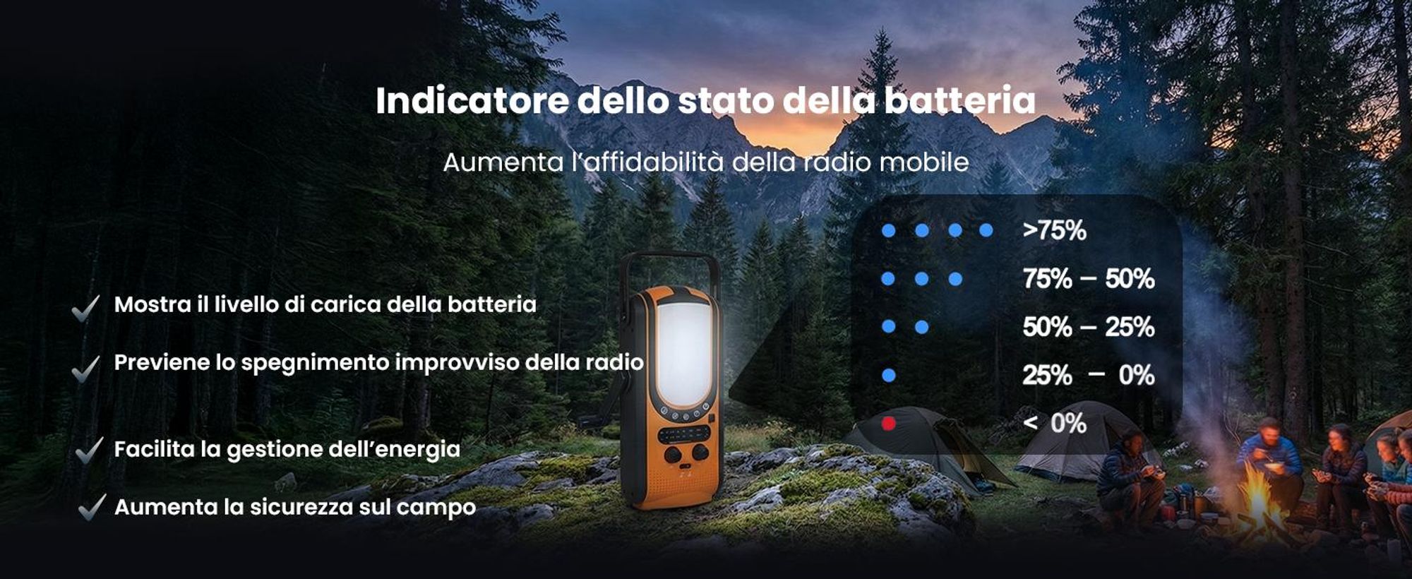 Extralink Radio d’emergenza solare 6000 mAh, Dinamo, Powerbank, Torcia SOS