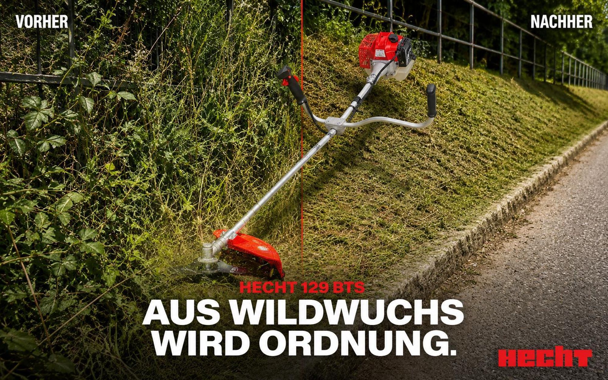 HECHT 129 BTS Freischneider Benzin | mit Tragegurt | 25,5 und 43 cm Schnittkreis | 1,1 PS | 25,4 cm³