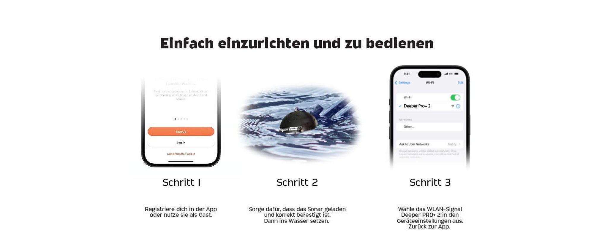 Deeper PRO+ 2 Fischfinder Echolot mit Tiefenmesser & GPS – für Kajak, Boot & Eisangeln