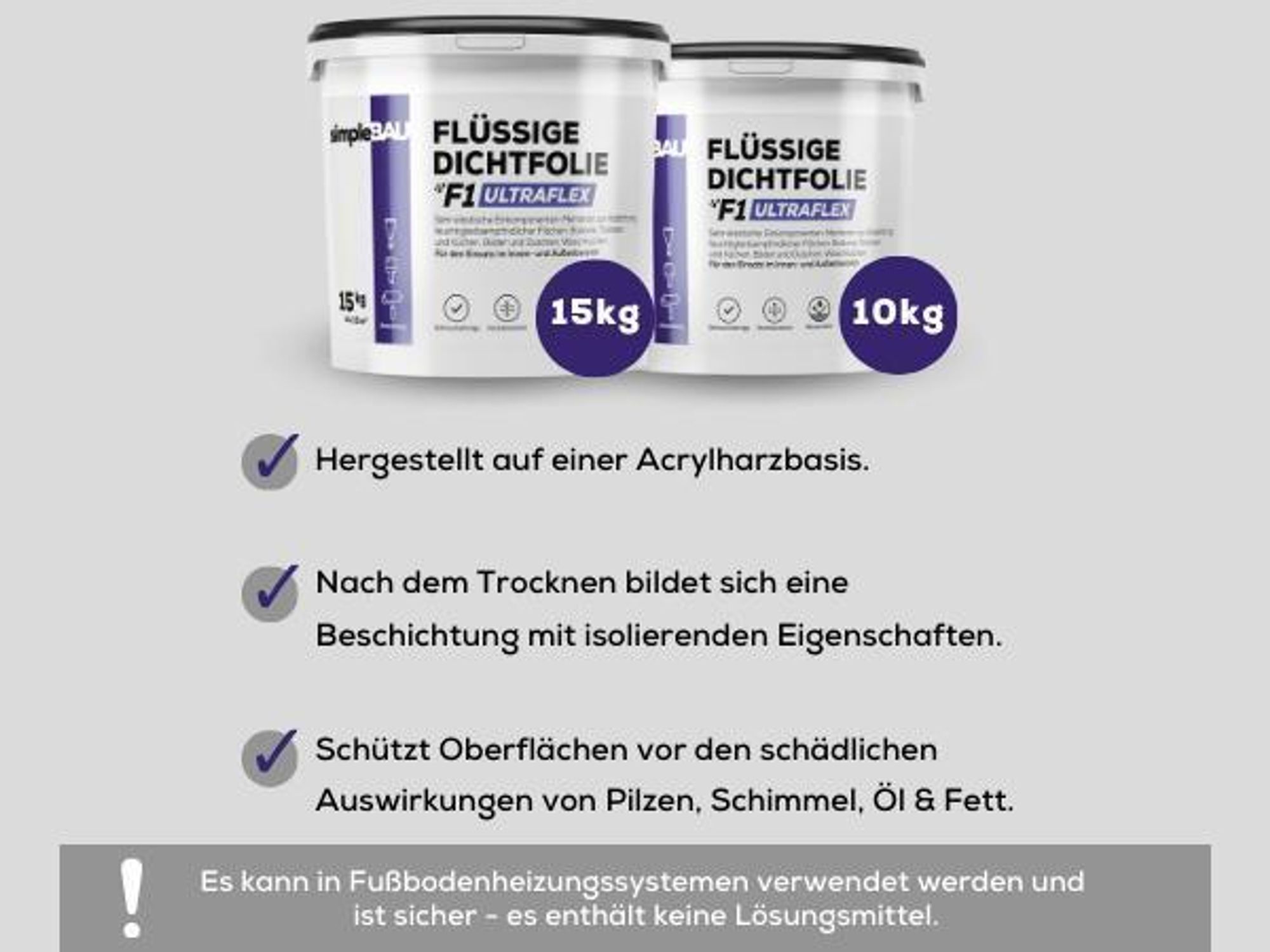 SimpleBau F1 Ultraflex flüssige Dichtfolie gebrauchsfertige Dichtungsmasse, 5kg